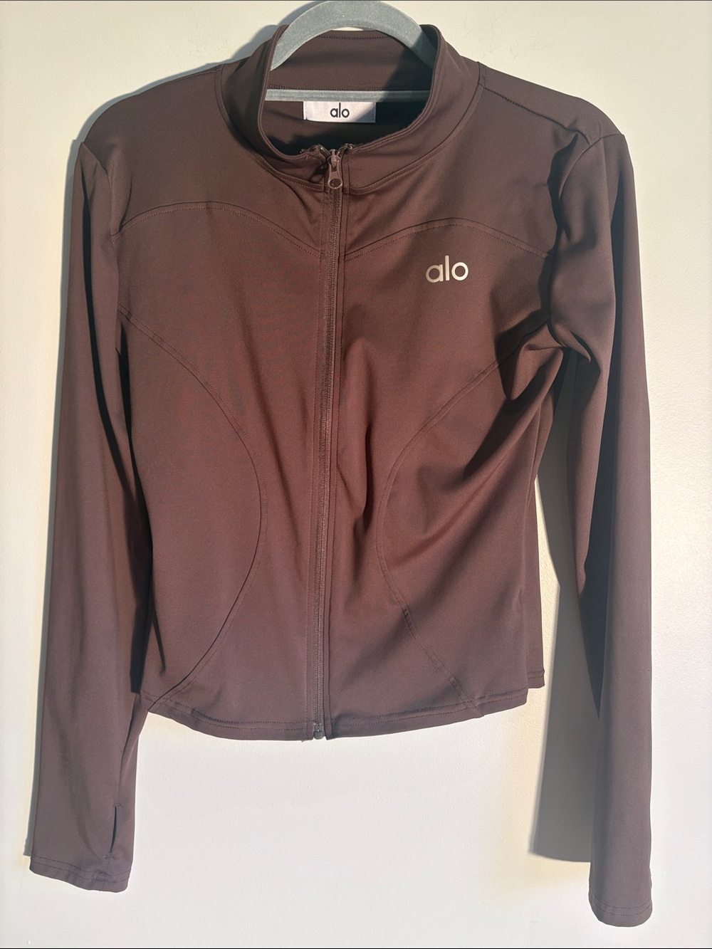 Alo Yoga Cropped Zip-Up Jacket | Brown | Size 2